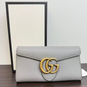 Gucci GG Marmont Long Wallet Gray Leather Preloved B0011 | AlmaBagz