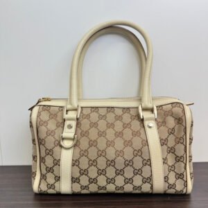 Gucci GG Canvas Leather Beige Satchel Handbag LB106911 | AlmaBagz