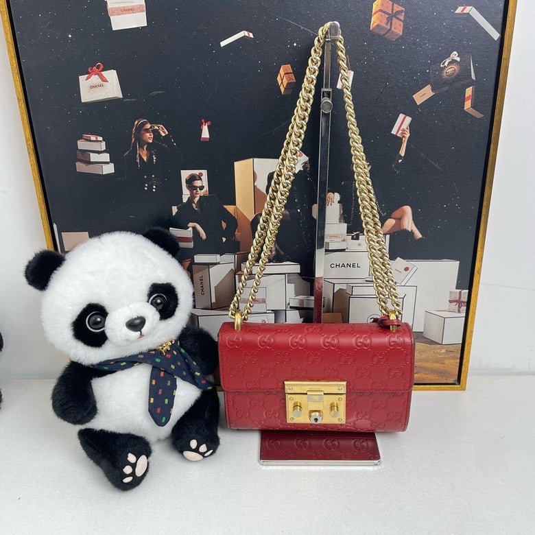 Gucci Padlock Small Shoulder Bag Red Leather | AlmaBagz