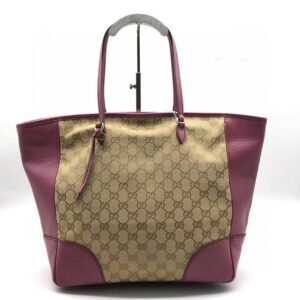 Gucci Preloved GG Canvas Pink Leather Tote Bag CC0150 | AlmaBagz