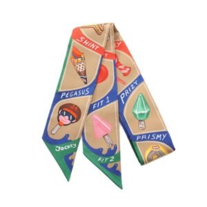 Hermes Twilly Funny Ice Cream Scarf Silk Beige Multicolor | AlmaBagz