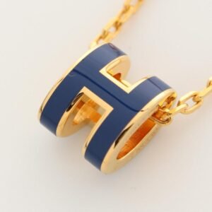 Hermes Mini Pop H Necklace Gold Blue Necklaces | AlmaBagz