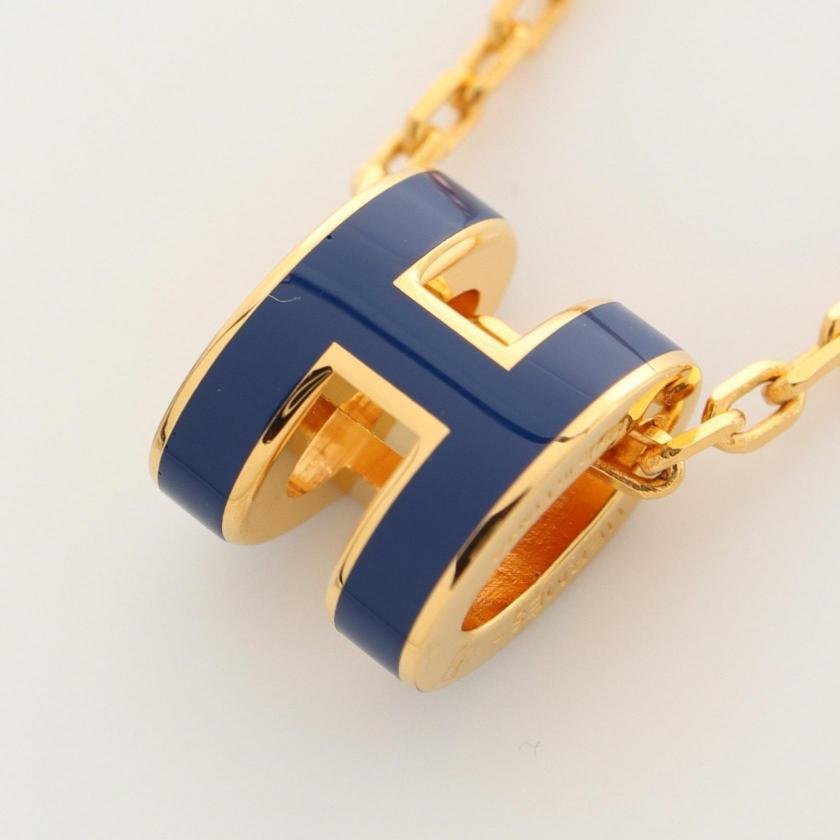 Hermes Mini Pop H Necklace Gold Blue Necklaces | AlmaBagz