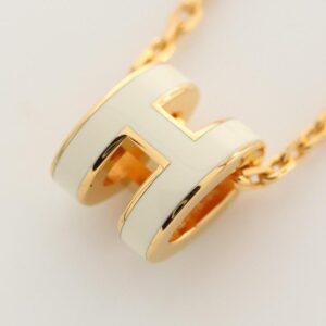 HERMES Mini Pop H Necklace Off White Gold Pre-loved 961718 | AlmaBagz