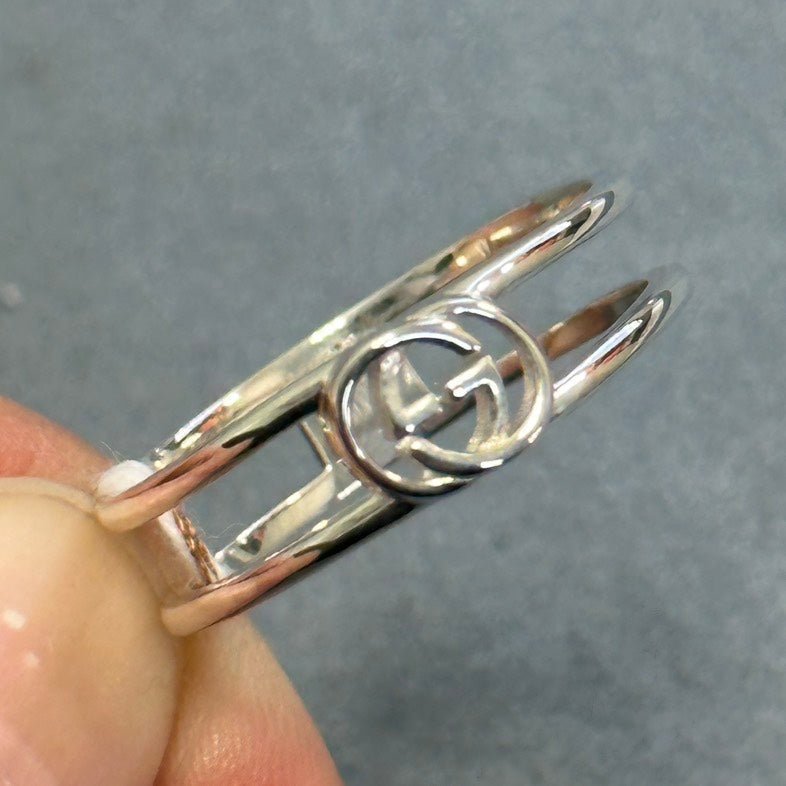 Gucci GG Logo Silver Ring | AlmaBagz