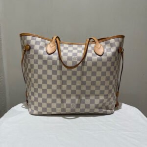 Louis Vuitton Neverfull Damier Medium White Preloved Tote Bag | AlmaBagz