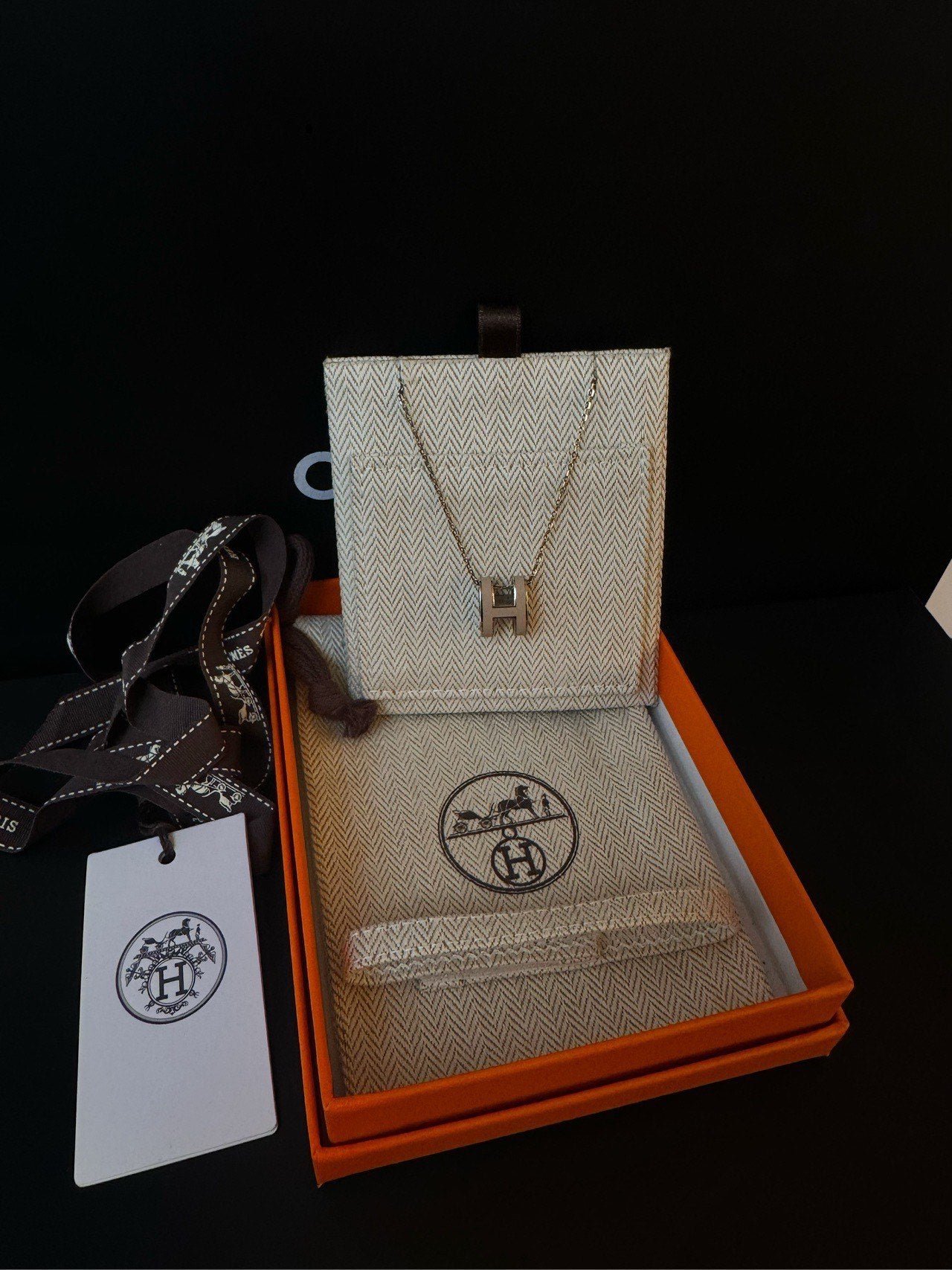 Hermes Large Milk Tea H Pop Necklace | AlmaBagz