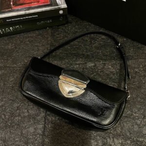 Louis Vuitton Black Silver Water Ripple Underarm Bag - Convertible Crossbody/Shoulder Style | AlmaBagz