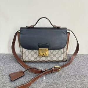 Gucci Preloved Padlock Bag Black/Brown GG Canvas Shoulder Bag | AlmaBagz