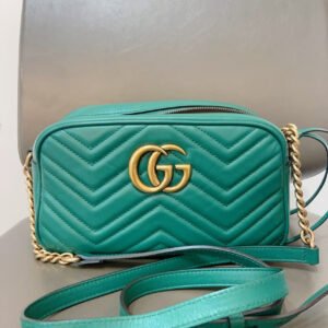 Gucci GG Marmont Matelassé Leather Emerald Green Camera Bag - Preloved Crossbody | AlmaBagz