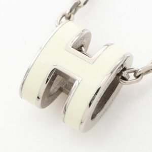 Hermes Mini Pop H Necklace Silver White Preloved Jewelry | AlmaBagz