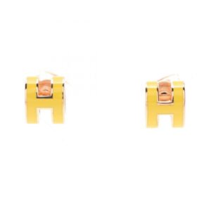HERMES Mini Pop H Earrings Pink Gold Yellow Pre-loved Condition A | AlmaBagz