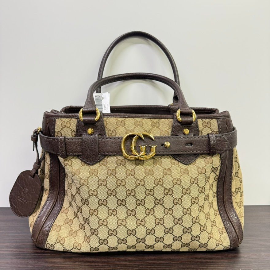 Gucci GG Marmont Tote Bag Beige Brown Preloved | AlmaBagz