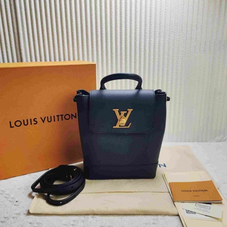 LOUIS VUITTON Microchipped Black Leather Top Handle Bag Preloved Full Set 12295422 | AlmaBagz