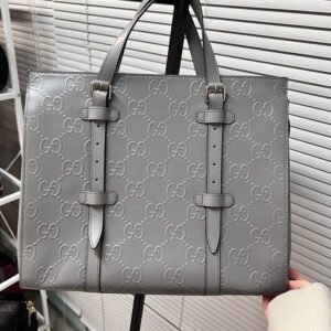Gucci Preloved GG Marmont Grey Leather Tote Bag Z3763 | AlmaBagz