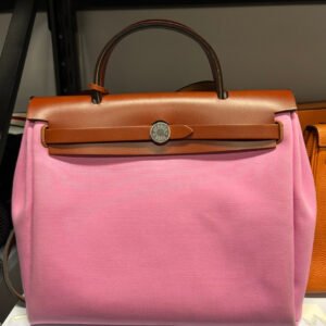 Hermes Herbag MM Pink Canvas Satchel/Top Handle Bag | AlmaBagz
