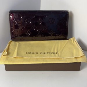 Louis Vuitton Monogram Vernis Patent Wallet in Amarante with Original Box | AlmaBagz