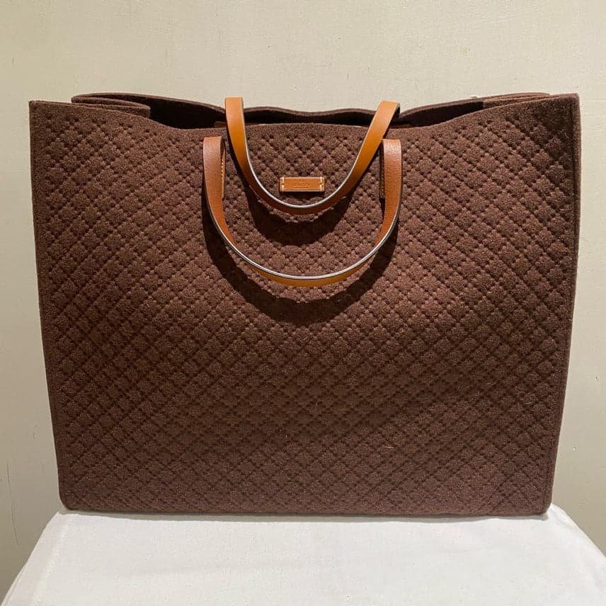 Gucci Brown Quilted Wool Large Tote Bag | AlmaBagz