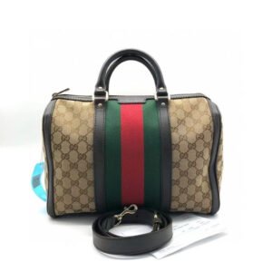 Gucci Preloved Two-Way Boston Bag Beige Satchel | AlmaBagz