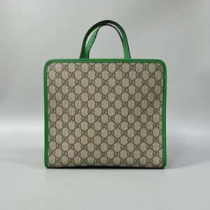 Gucci Kids GG Monogram Beige Green Tote Bag 28x25x10cm XJ10689 | AlmaBagz