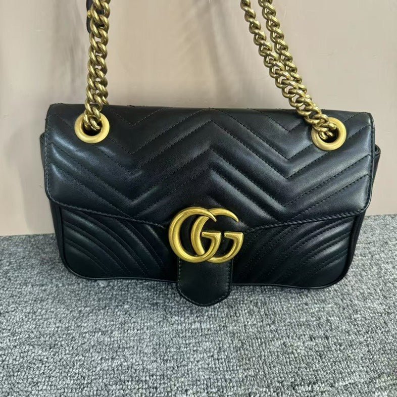 Gucci Marmont 26 Black Leather Shoulder Bag | AlmaBagz