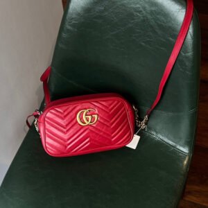 Gucci GG Marmont Camera Leather Chain Shoulder Bag AF767 Red | AlmaBagz