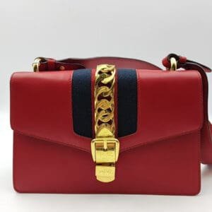 Gucci Sylvie Red Leather Crossbody Bag | AlmaBagz