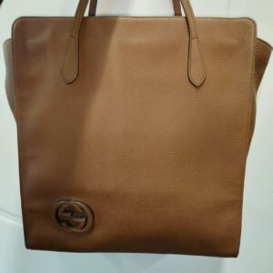 Gucci Tall Tote Bag in Tan Leather - Preloved Gucci Handbag | AlmaBagz