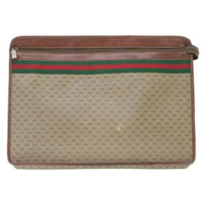 GUCCI Web Sherry Line Micro GG Canvas Clutch Bag Beige Red Green  rd390 | AlmaBagz