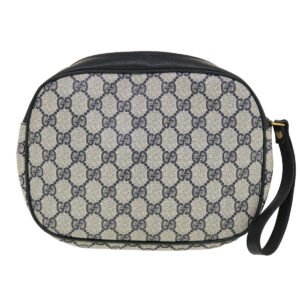 Gucci GG Canvas Sherry Line Clutch Bag Gray Red Navy 89.01.034  rd5207 | AlmaBagz