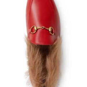 Gucci Horsebit Fur-lined Jordaan Loafer in Red | AlmaBagz