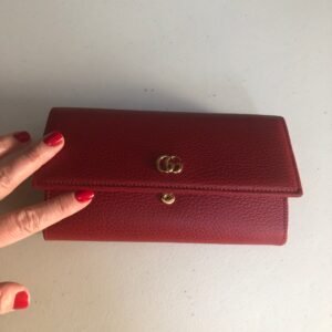 Gucci Marmont Leather Chain Wallet in Red | AlmaBagz