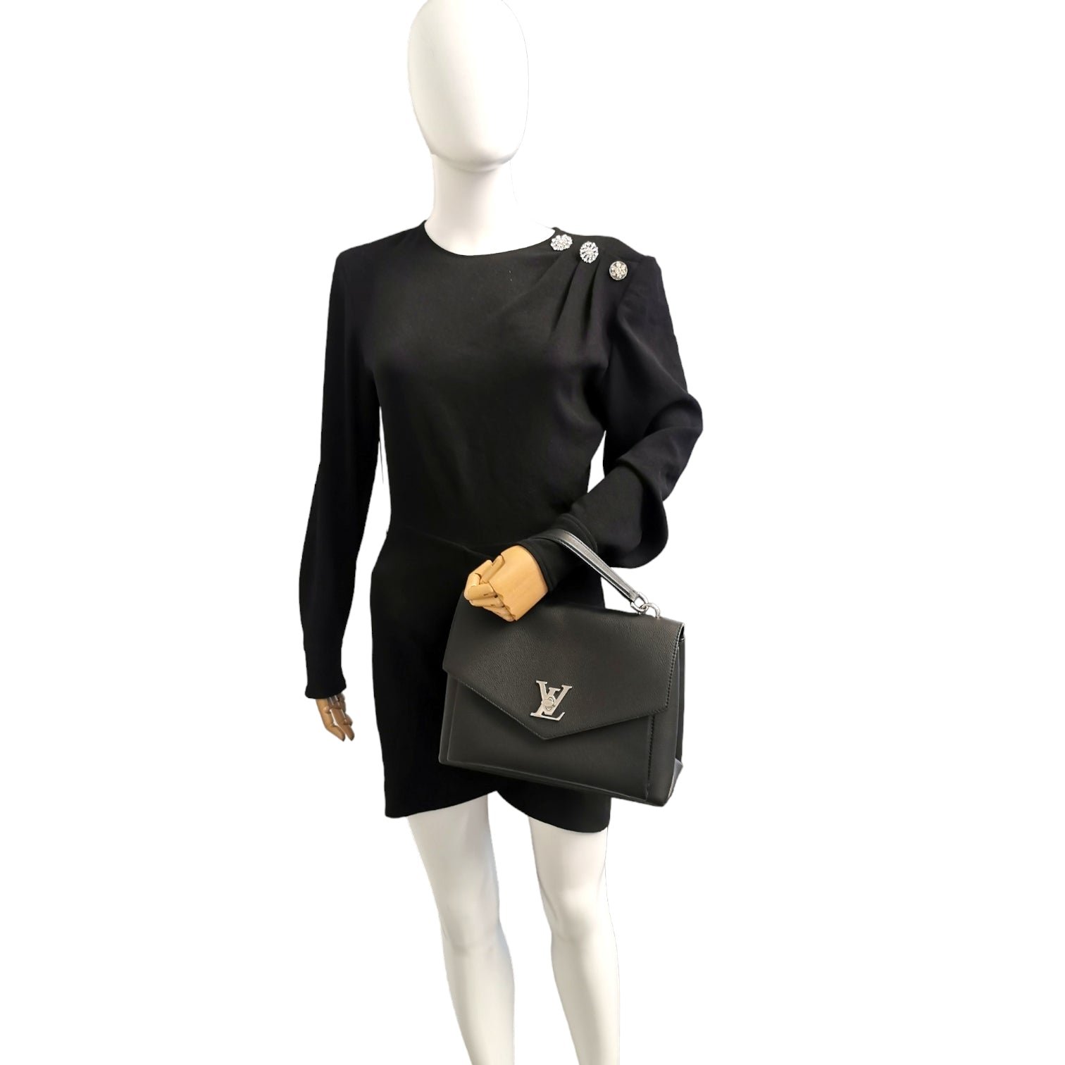 Louis Vuitton Mylockme Top Handle Black Taurillon | AlmaBagz