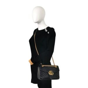 Gucci GG Marmont Small Black Matelassé Leather | AlmaBagz