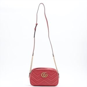 Gucci GG Red Marmont Crossbody Bag Matelassé Leather | AlmaBagz