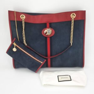 Gucci Maxi Rajah Tote Blue & Red | AlmaBagz