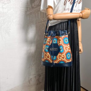 Gucci Kaleidoscope 100 Leather Canvas Bucket Bag | AlmaBagz