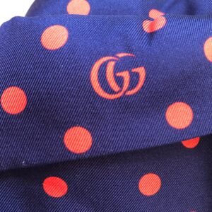 Gucci Navy Headband with Red Polka Dots and Interlocking GG | AlmaBagz