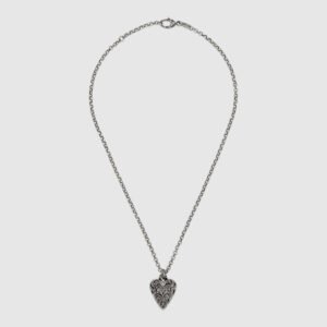 Gucci Sterling Silver Necklace with Engraved Heart | AlmaBagz