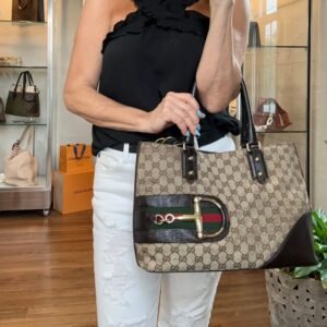 Gucci GG Canvas Horsebit Web Tote | AlmaBagz