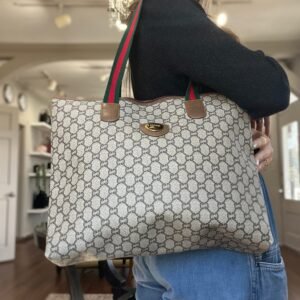 Gucci GG Plus Top Zip Web Tote | AlmaBagz