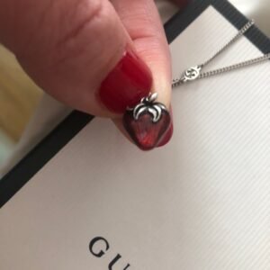 Gucci Interlocking GG Strawberry Necklace in Sterling Silver | AlmaBagz