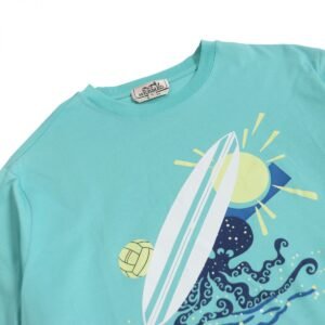 HERMES Short sleeve T-shirt cotton Light blue XL | AlmaBagz