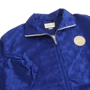 GUCCI Track jacket Main: 100% nylon, Part: 100% leather blue mens 44 Used | AlmaBagz