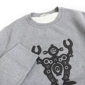 HERMES sweat Main: 100% cotton, Part: Sheepskin, Part: 90% cotton, Part: 10% polyurethane gray mens M Used | AlmaBagz