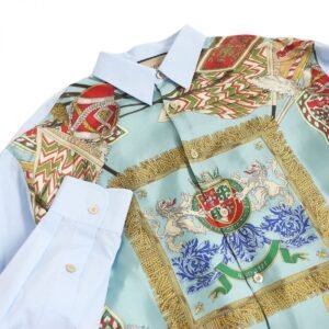 GUCCI Long sleeve shirt Main: 100% cotton, Part: 100% silk Light blue mens 46 Used | AlmaBagz