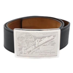 LOUIS VUITTON Ceinture jeans Belt Leather 29.5"-33.5" Black M6812 Auth tb808 | AlmaBagz