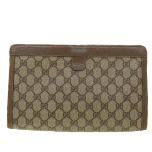 GUCCI GG Canvas Web Sherry Line Clutch Bag Beige Red Green 89 01 033  th3487 | AlmaBagz
