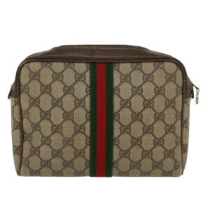 GUCCI GG Canvas Web Sherry Line Clutch Bag Beige Red 27004998 th3783 | AlmaBagz