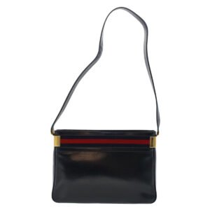 GUCCI Sherry Line Shoulder Bag Leather Navy Red  th3837 | AlmaBagz